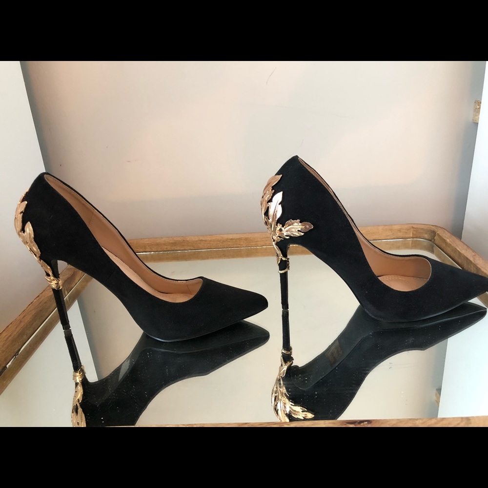 Black and gold heels
